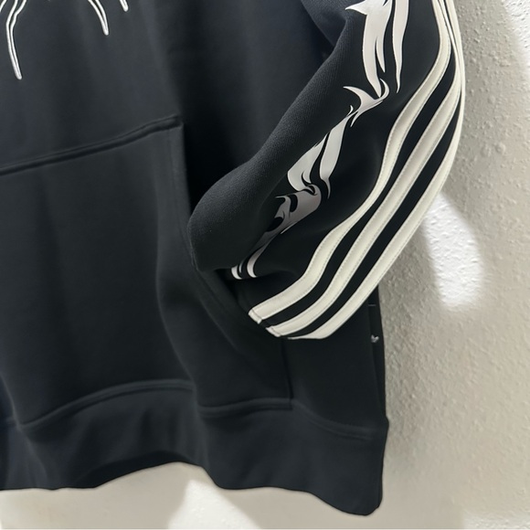 Adidas Black Hoodie with Spider and Flame Graphics, Size Men’s Small - Picture 4 of 8
